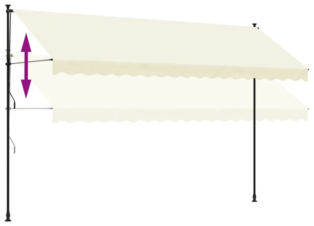 Toldo retrátil 400x150 cm tecido e aço cor creme