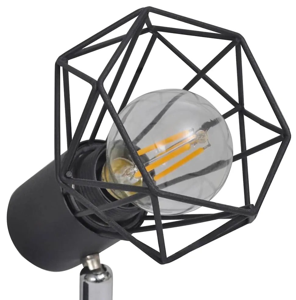 Candeeiro estilo industrial com 2 lâmpadas de filamento LED preto