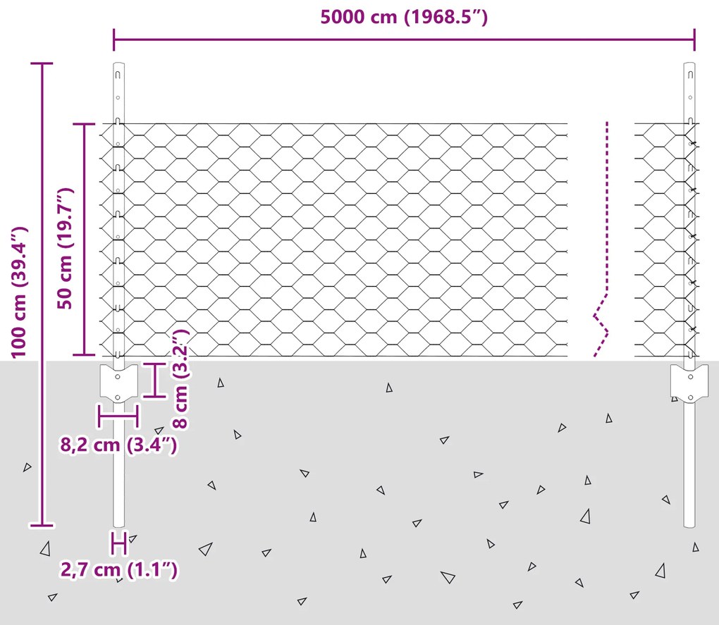 Postes de Cerca vidaXL 11 pcs U-Channel Cinza 60 cm Aço