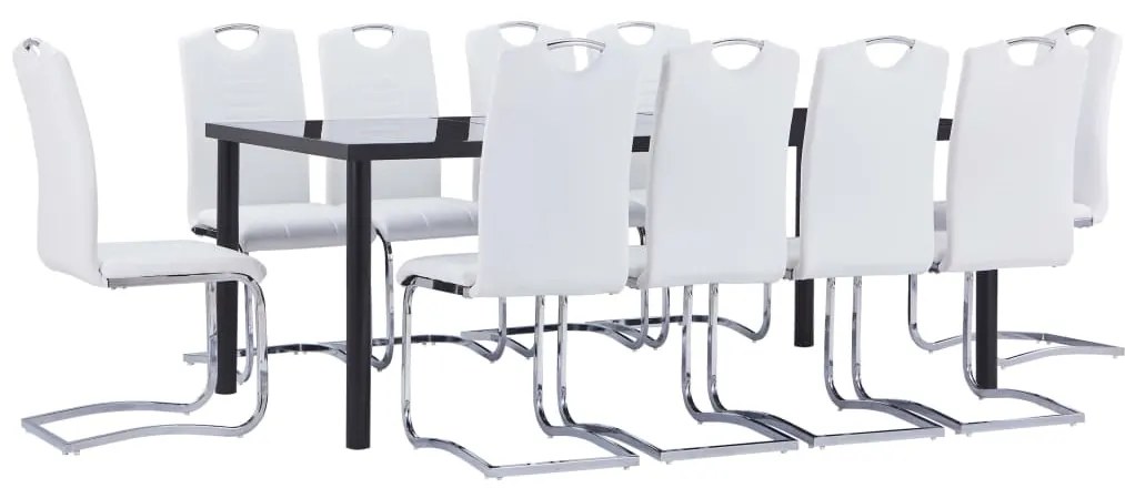 11 pcs conjunto de jantar couro artificial branco