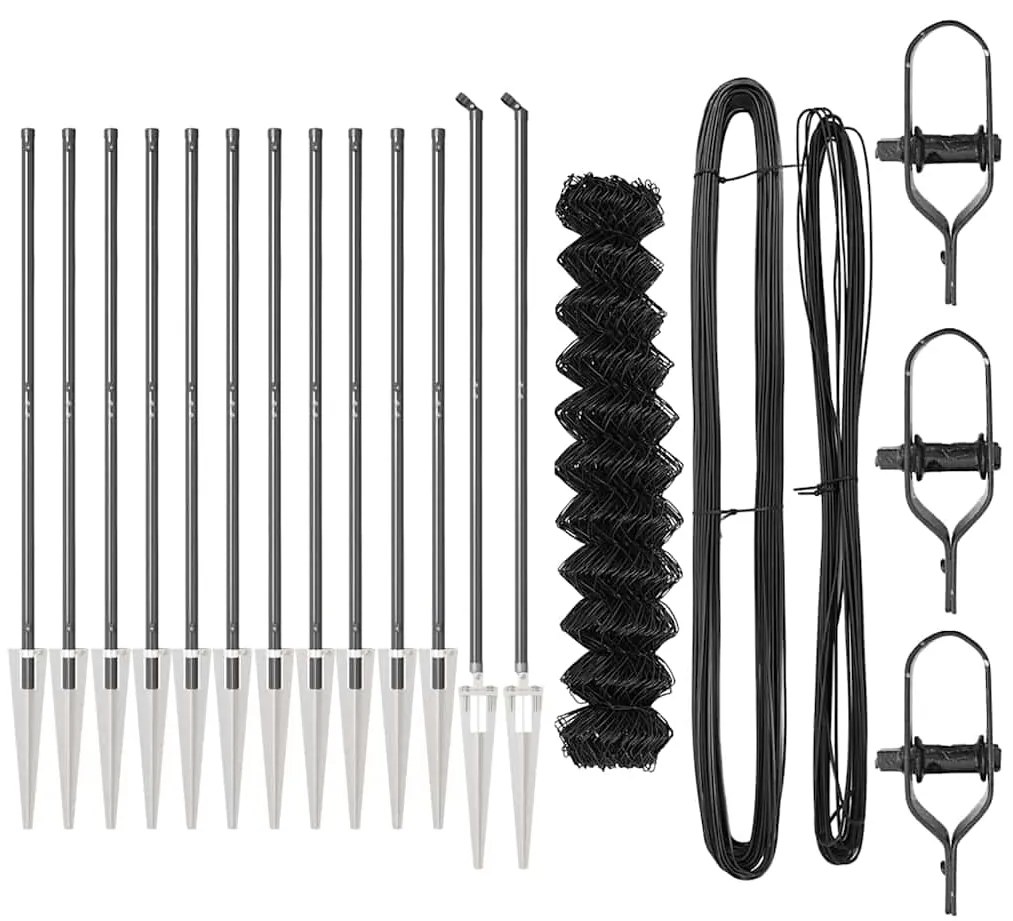 Conjunto de Postes de Cerca Cinzeto 1.2 x 25 m Aço Galvanizado
