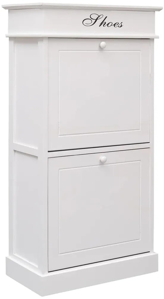 284091 vidaXL Sapateira 50x28x98 cm madeira de paulownia branco