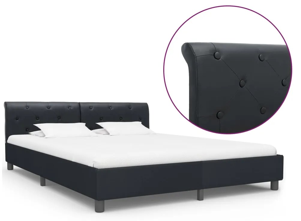 vidaXL Estrutura de cama 180x200 cm couro artificial preto