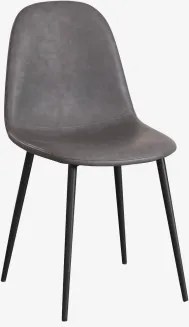 Pack De 4 Cadeiras De Jantar Glamm Preto & Couro Sintético Cinza Antracite & Pelé Sintética - Sklum