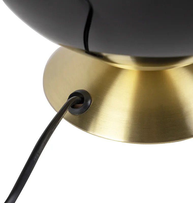 Candeeiro de mesa Art Deco em latão com vidro preto - Pallon