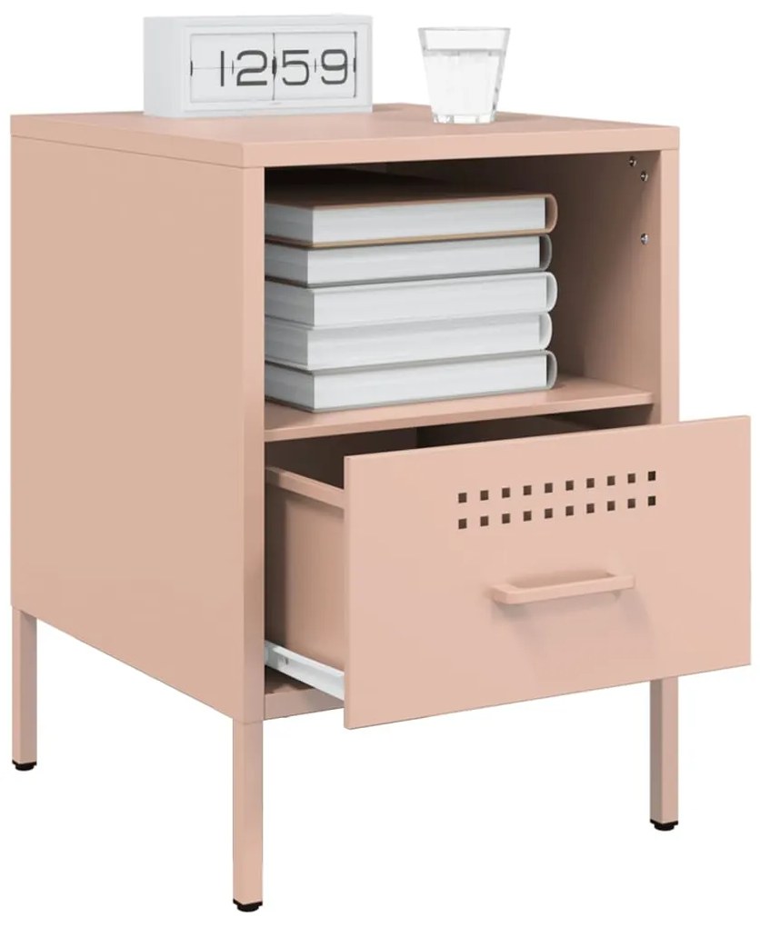 Mesas de cabeceira 2 pcs 36x39x50,5 cm aço rosa