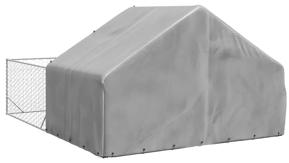 Canil exterior para cães com corredor 5x3x1,9 m aço galvanizado