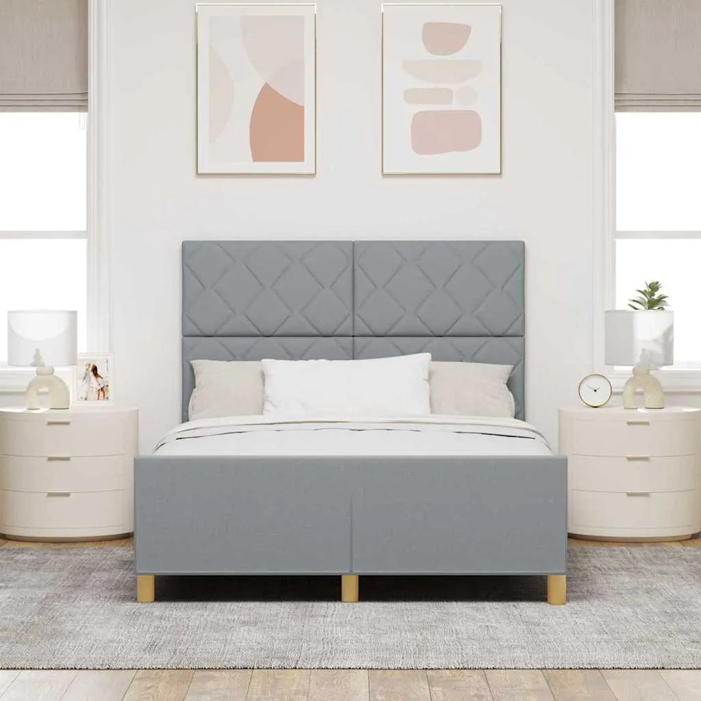 Estrutura de Cama vidaXL Cinza-claro 160x200 cm Tecido