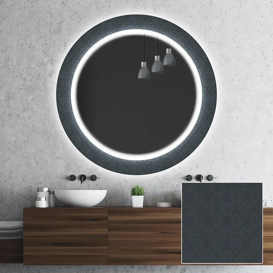 Espelho decorativo redondo com iluminação para o banheiro    o=60 cm