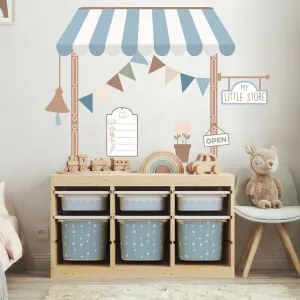 Autocolante de parede - Loja em azul "A minha pequena loja"