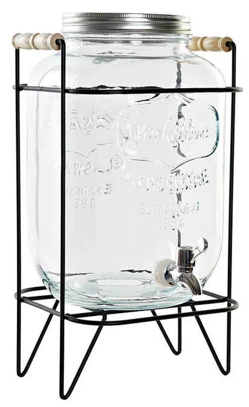 Dispensador de Água DKD Home Decor Preto Prata Transparente Silicone Cristal Ferro ABS Natural (23 x 26 x 42 cm)