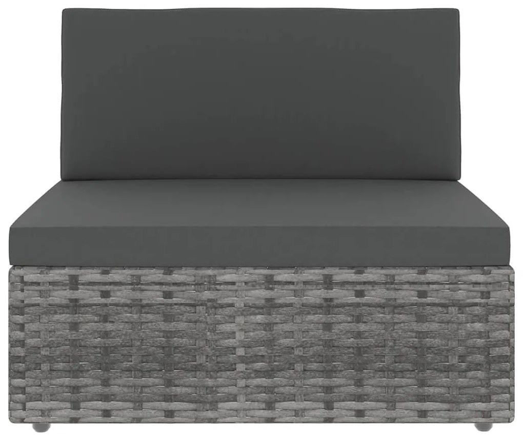 6 pcs conjunto lounge de jardim c/ almofadões vime PE cinzento