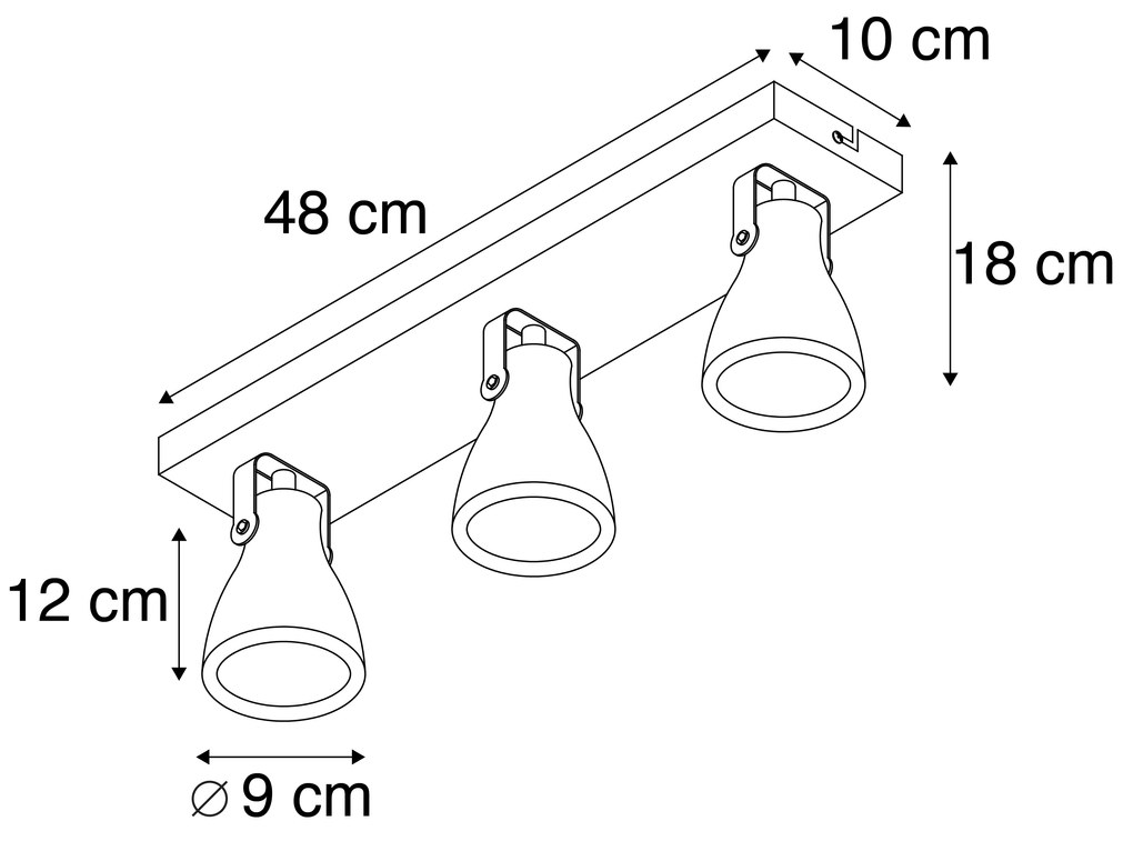 Foco industrial concreto cinza 3-light - CRETO Country / Rústico,Moderno