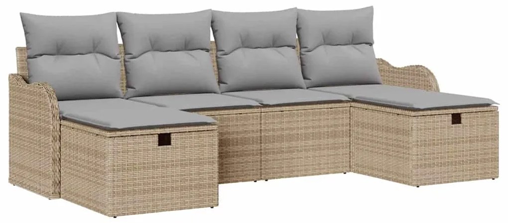 Conjunto de Sofás para Jardim vidaXL de 6 Peças com Almofadas Bege Rat