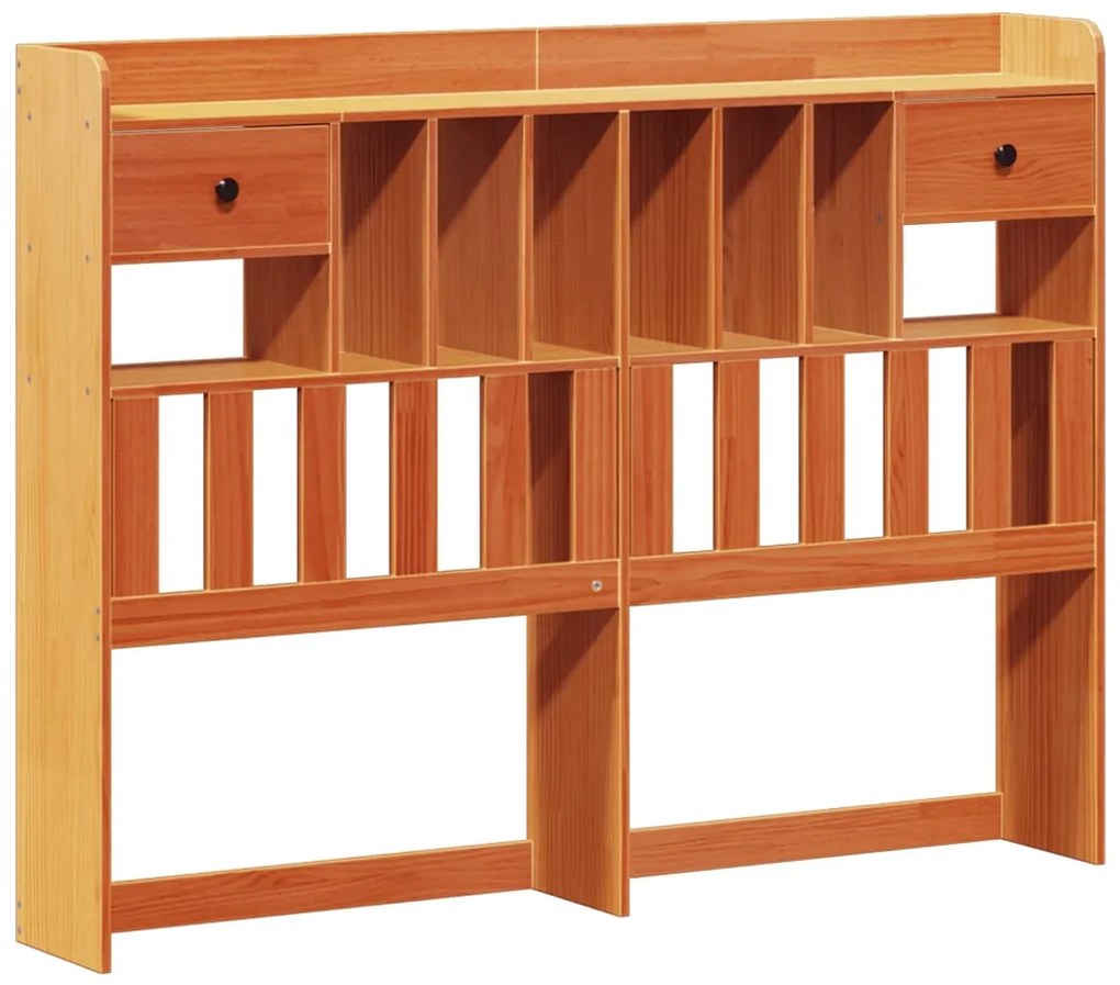 Cama c/ estante sem colchão 120x200cm pinho maciço castanho-mel