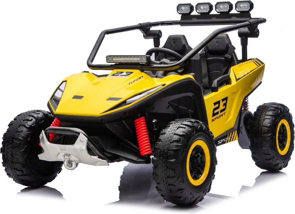 Buggy elétrico para Crianças 24V, 4x200W, 2 lugares TURBO 23, Rodas Espuma EVA, Assento Couro ecológico Amarelo