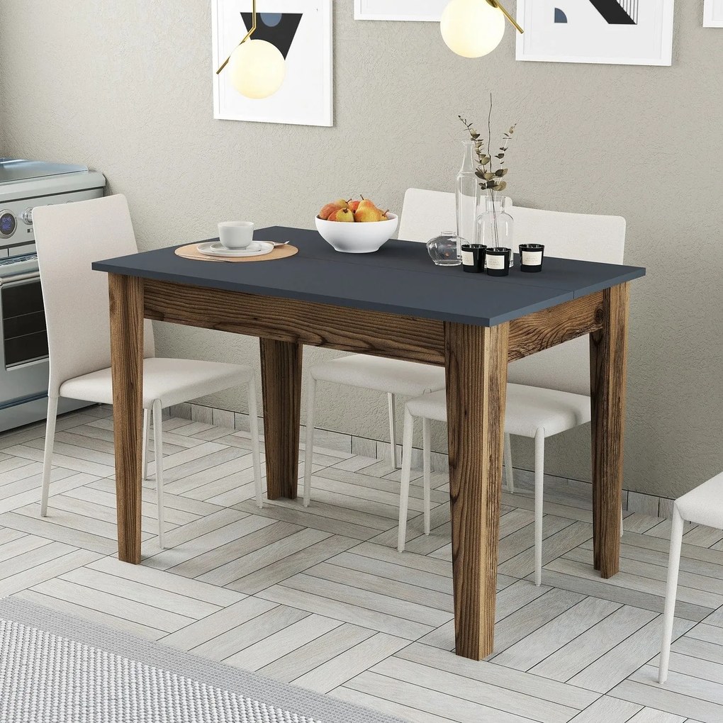 Mesa de Cozinha Kiev – Nogueira e Antracite – 110x75x72 cm