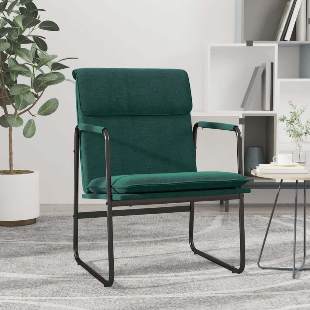 vidaXL Cadeira lounge 55x64x80 cm tecido verde-escuro