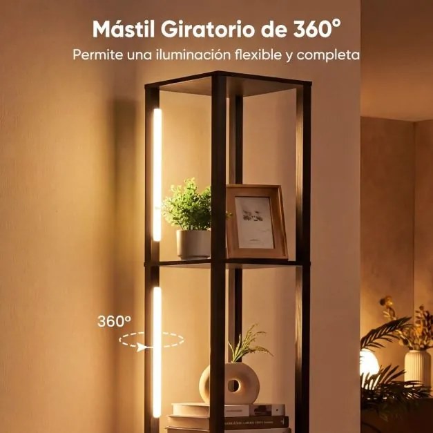 Candeeiro de pé moderno com prateleiras e gaveta Mesa auxiliar com brilho ajustável para sala de estar, quarto, escritório, casa Preto