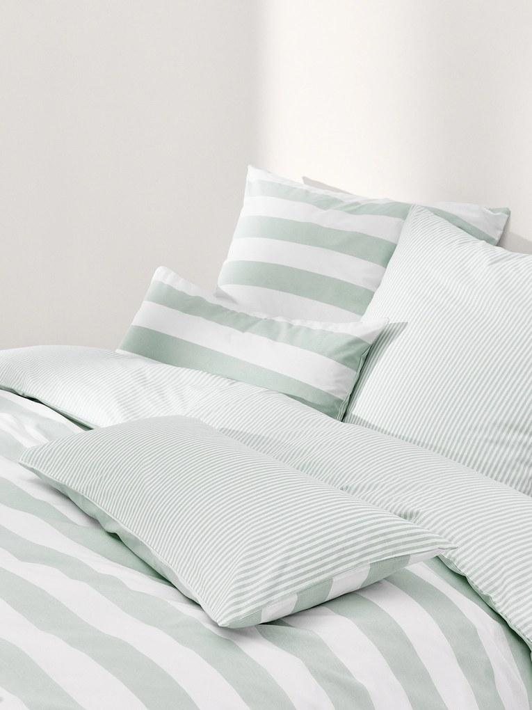 Capa de edredão reversível de algodão às riscas Lorena