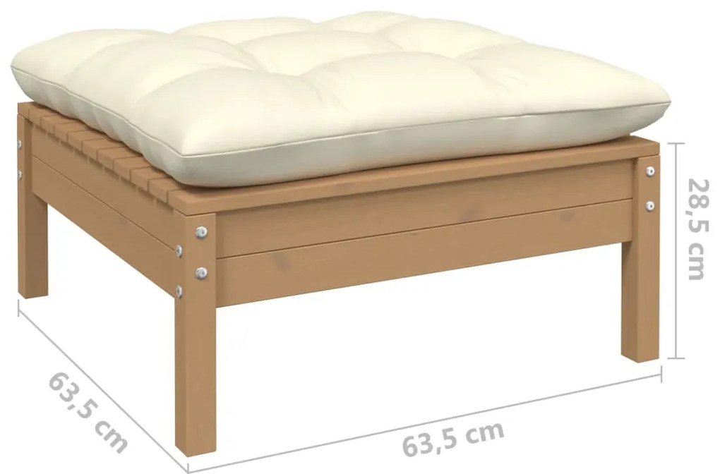 6pcs conj. lounge jardim + almofadões pinho maciço castanho-mel
