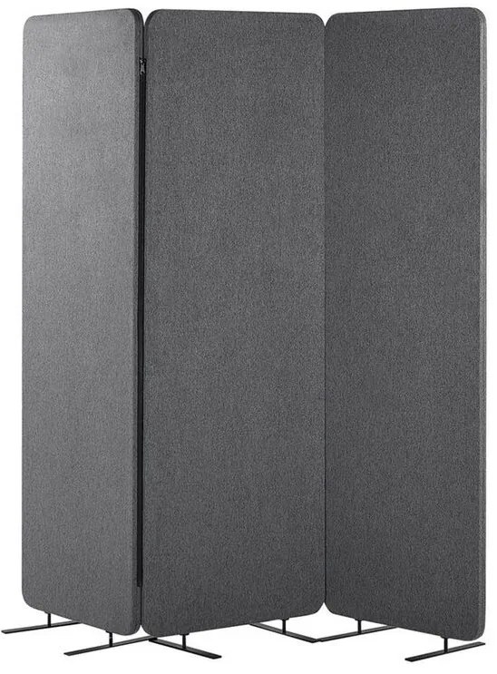 Biombo com 3 painéis acústicos cinzento 184 x 184 cm STANDI Beliani