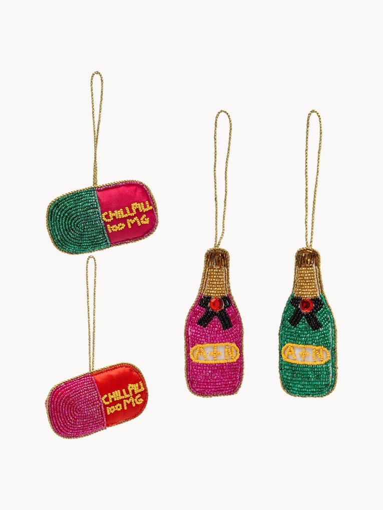 Ornamentos de Natal Chill Pill, conjunto de 4