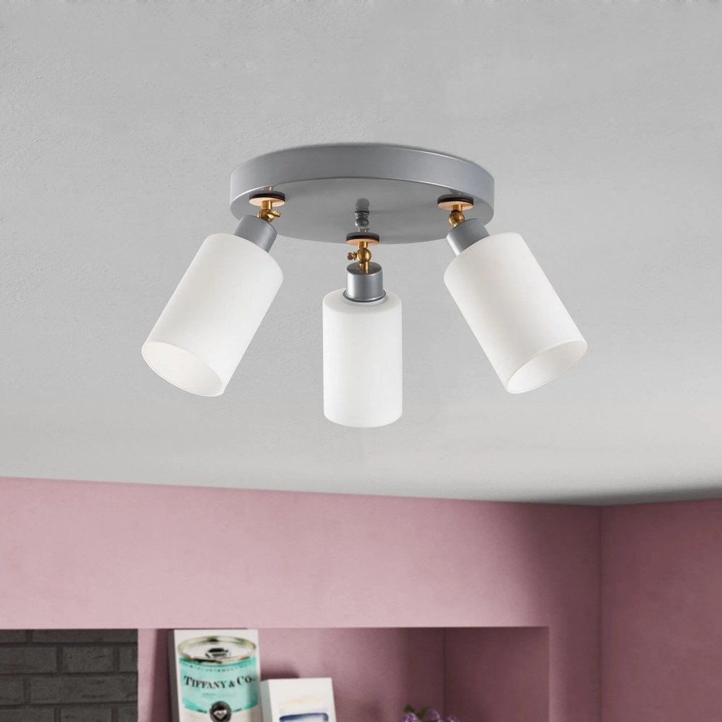Candeeiro de Teto Balcova – Prateado – Diâmetro 50 cm x Altura 26 cm