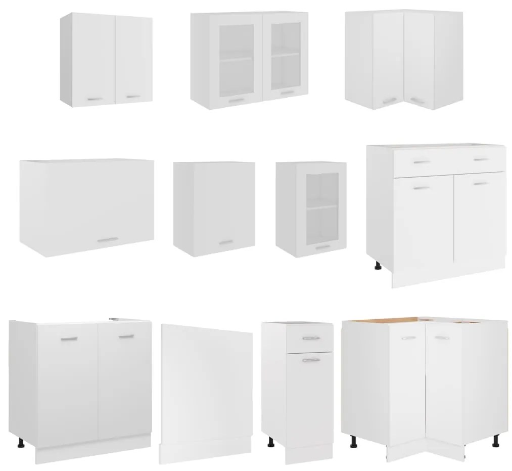 11 pcs conjunto armários de cozinha derivados de madeira branco