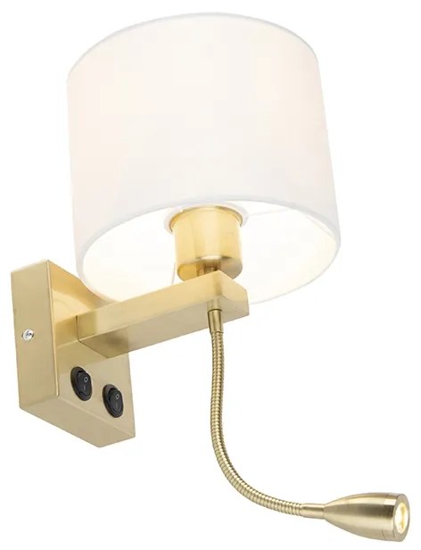 Candeeiro de parede Art Déco dourado com abat-jour branco - Brescia
