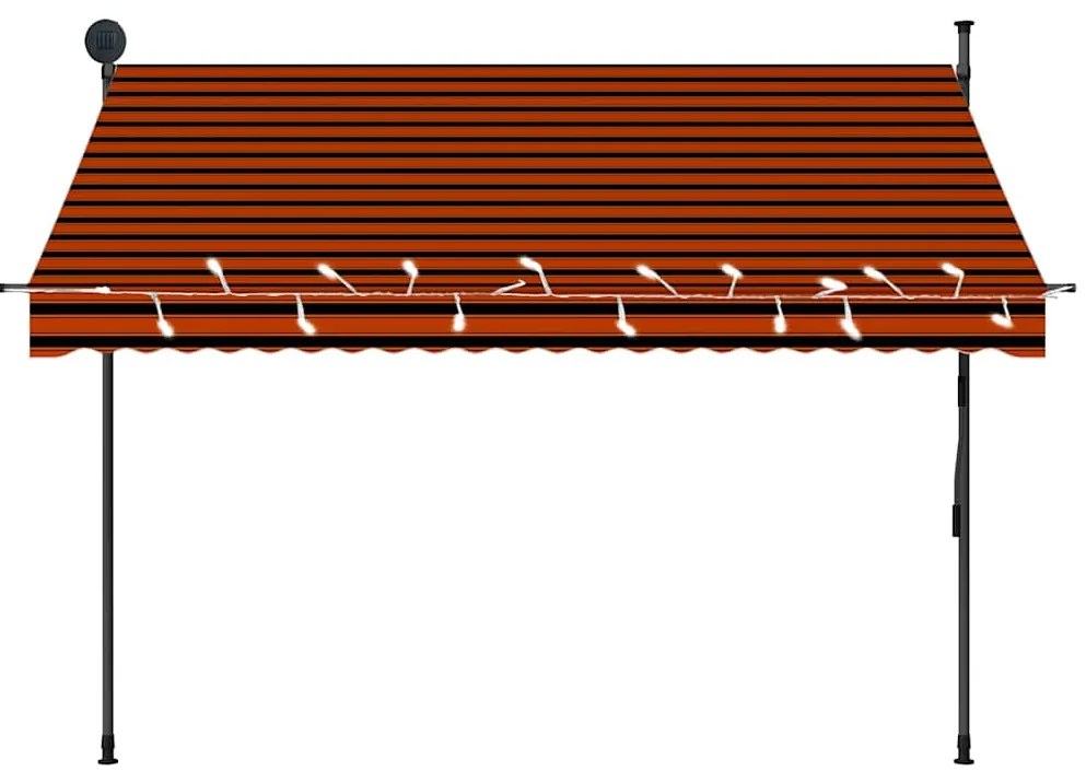 Toldo retrátil manual com LED 250 cm laranja e castanho