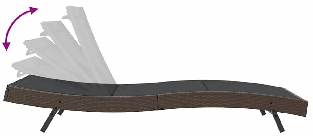 Espreguiçadeira Castanho 197 x 70 x 82 cm Rattan Sintético