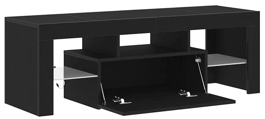Rack de TV vidaXL com Luzes LED Carvalho Preto 120x35x40 cm