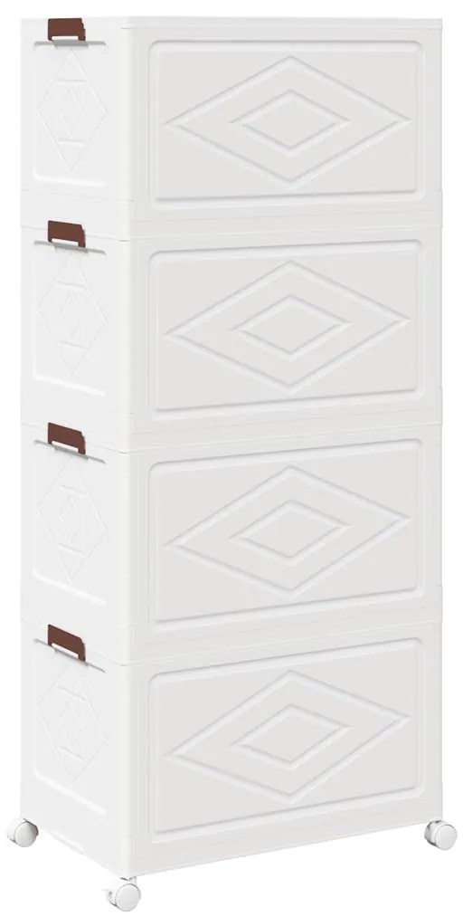 Caixa arrumação empilhável com rodas 4 níveis 75L 64x40x141,5cm