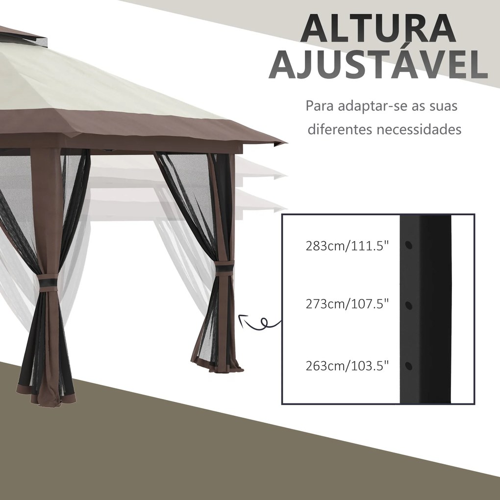 Tenda Dobrável Pop-UP 3,92x3,92x2,83 m Tenda de Jardim com Altura Ajus