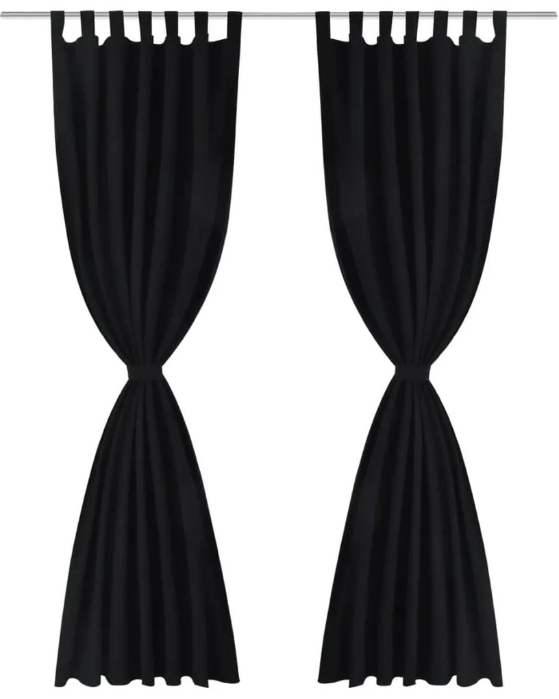 Cortinas de cetim com laços, 2 pcs, preto 140 x 175 cm