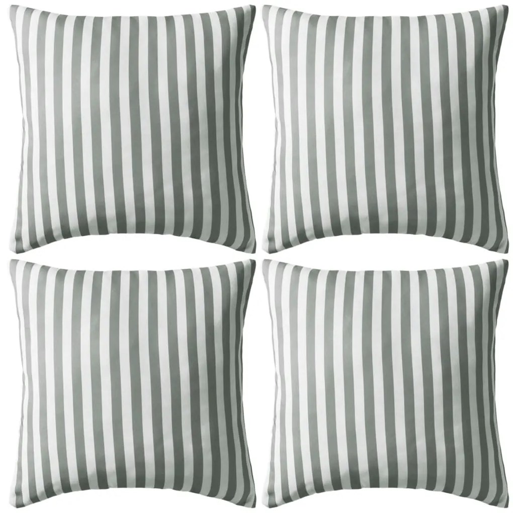 132310 vidaXL Almofadas para exterior 4 pcs 45x45 cm riscas cinzentas