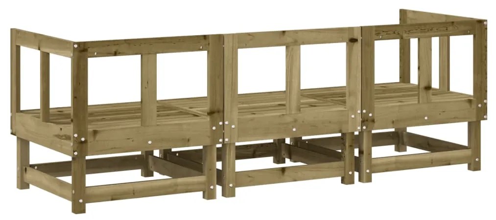 3 pcs conjunto lounge de jardim madeira de pinho impregnada