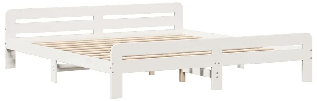 Cama sem colchão 200x200 cm madeira de pinho maciça branco