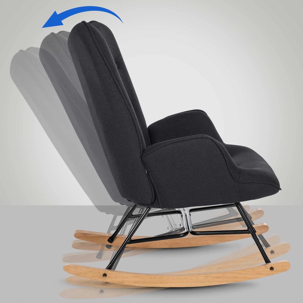 Cadeira de balanço Sanka em tecido 71 x 98 x 88 cm Preto