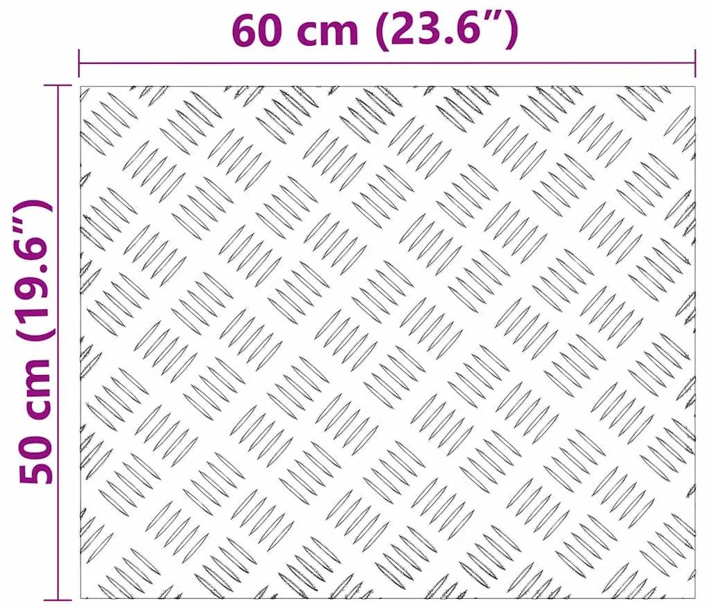 2 pcs de Placas de Alumínio Antiderrapantes com Estrias 60x50 cm
