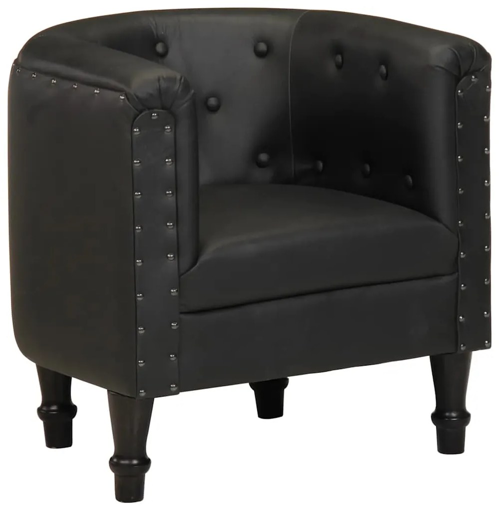 vidaXL Poltrona couro genuíno preto