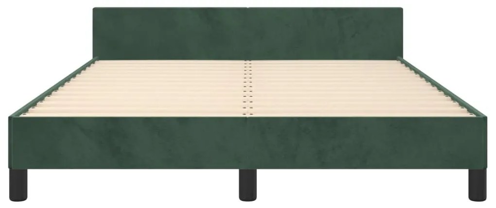 Estrutura de cama sem colchão 140x200 cm veludo verde-escuro
