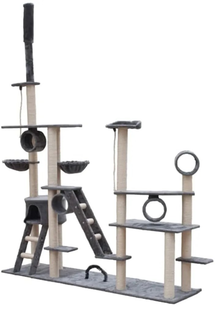 Arranhador para Gatos de Luxo 230-260 cm Cinza de  Pelúcia