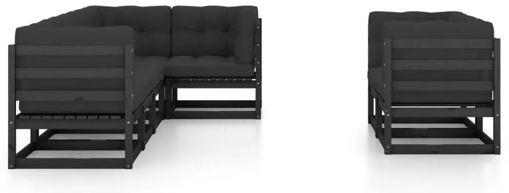 7 pcs conjunto lounge de jardim c/ almofadões pinho maciço