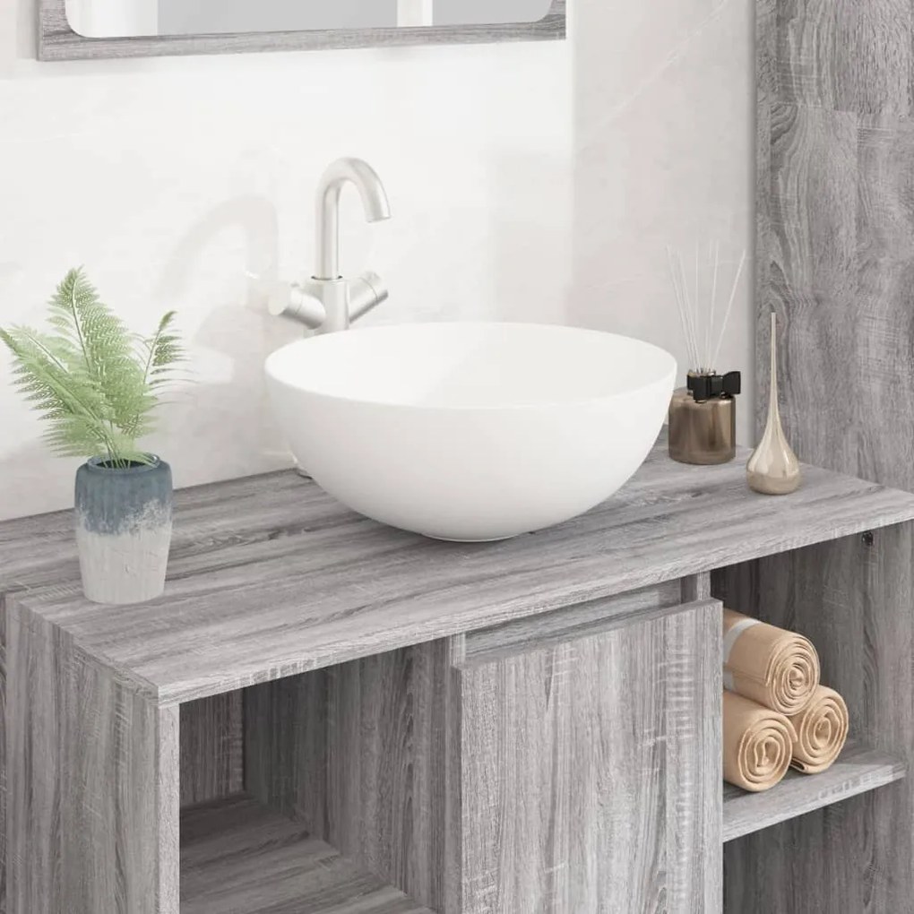 153343 vidaXL Lavatório redondo 36x15 cm cerâmica branco