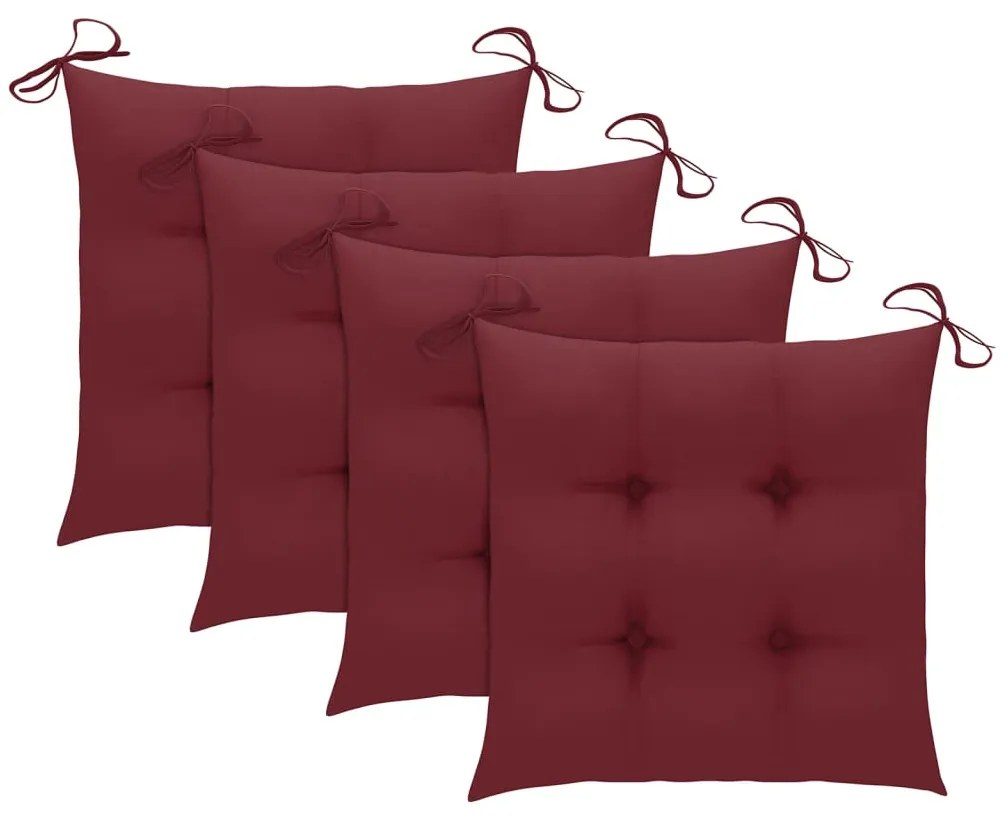 Cadeiras de jardim empiháveis c/ almofadões 4 pcs teca maciça