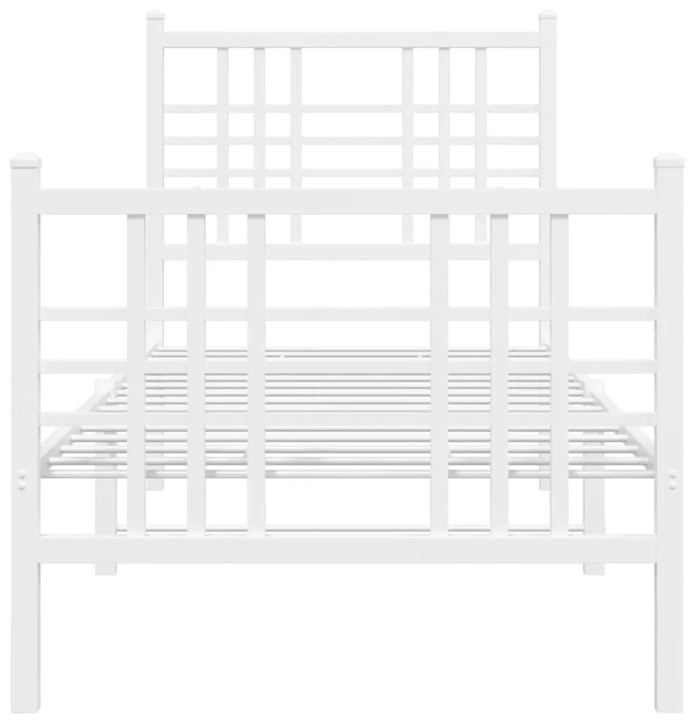 Estrutura de cama com cabeceira e pés 80x200 cm metal branco