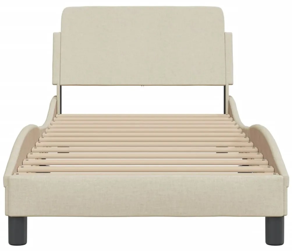Estrutura cama c/ cabeceira sem colchão tecido 90x200 cm creme
