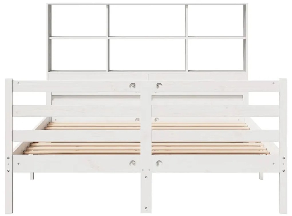 Cama com estante sem colchão 160x200 cm pinho maciço branco